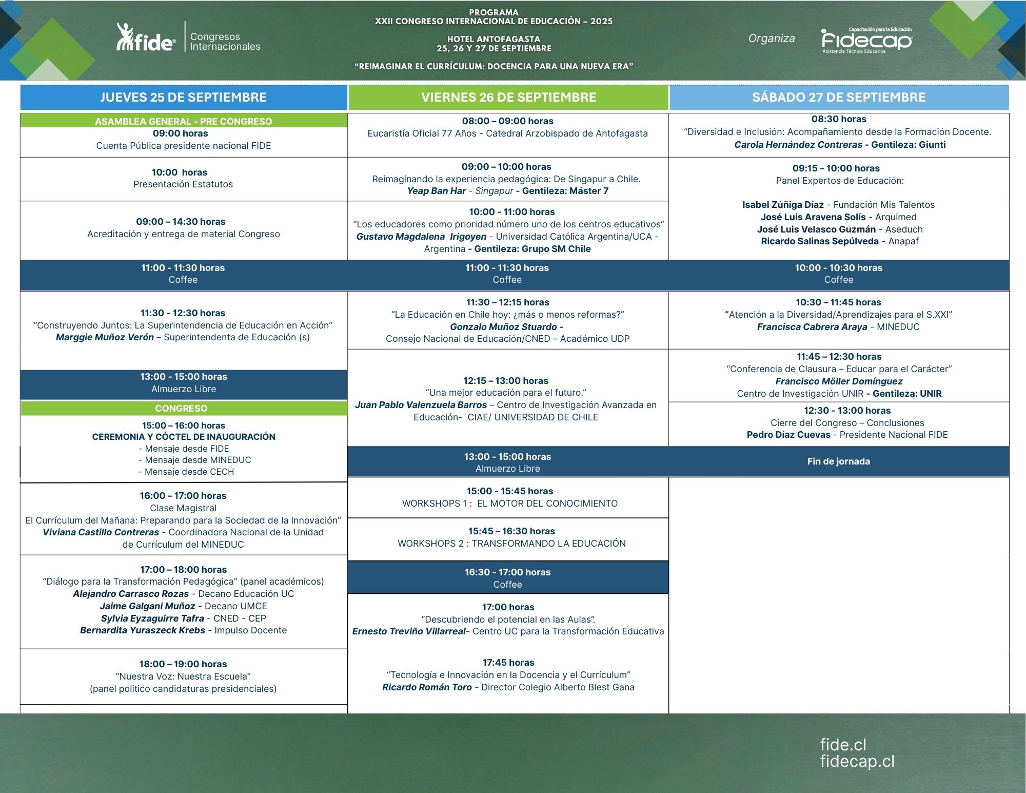 Programa XXII Congreso Internacional de Educación 2025